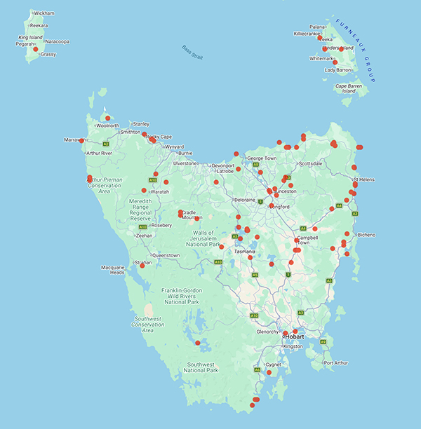 collecting locality map for 'Cameron, M.P.'