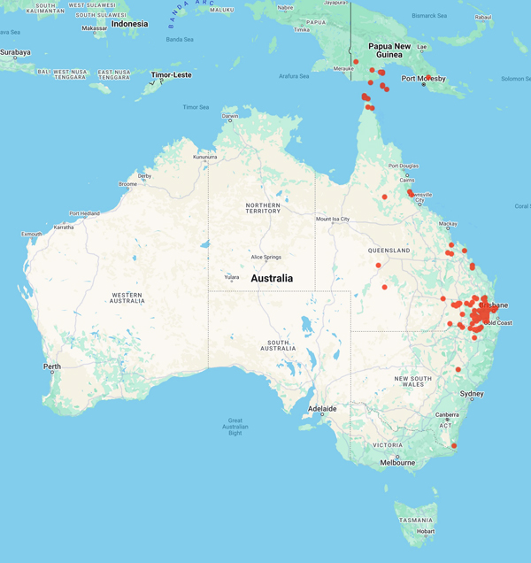 collecting locality map for 'Hartmann, C.H.'