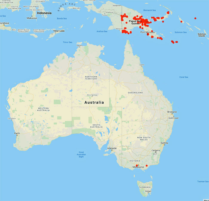 collecting locality map for 'Henty, E.E.'