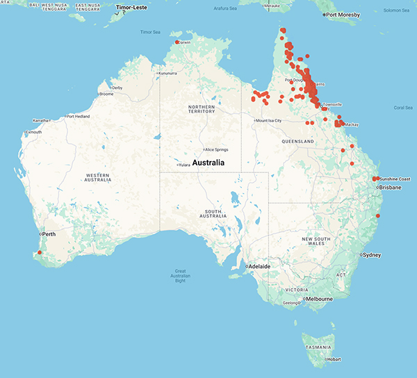 collecting locality map for 'Irvine, A.K.'