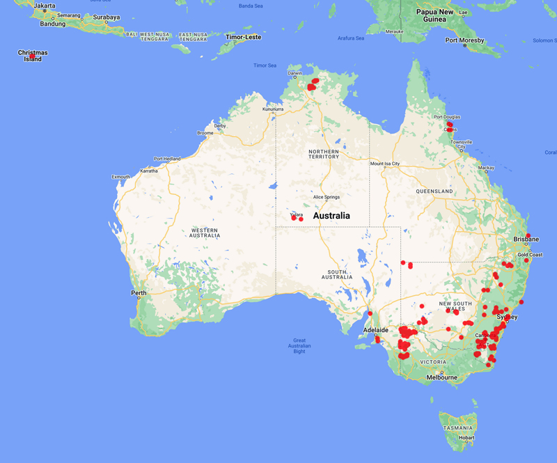 collecting locality map for 'McAuliffe, J.'