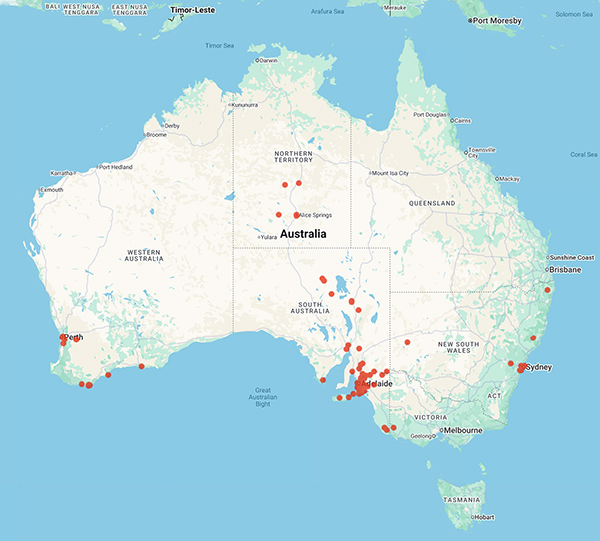 collecting locality map for 'Menzel, O.E.'