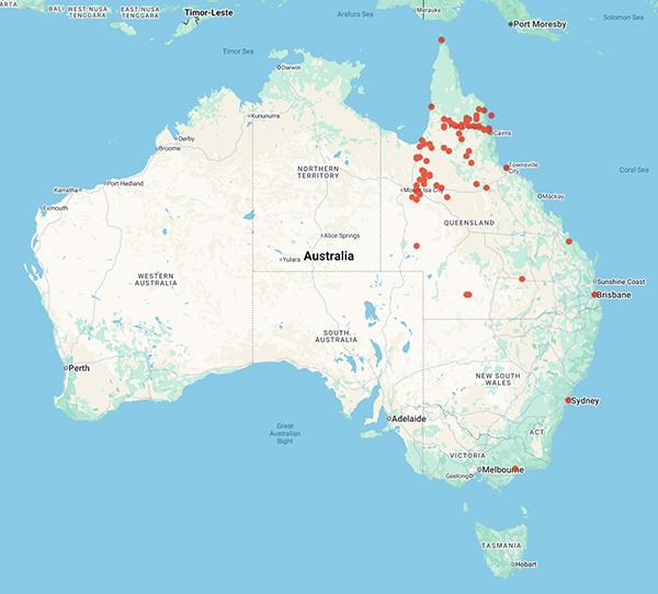 collecting locality map for 'Palmer, E.'