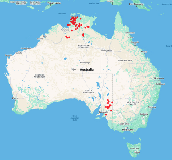 collecting locality map for 'Robinson, C.S.'